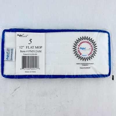Perfect Clean FM512AM Mop Flat, 12 in. x 5 in. Blue 5 Pack Mop Heads