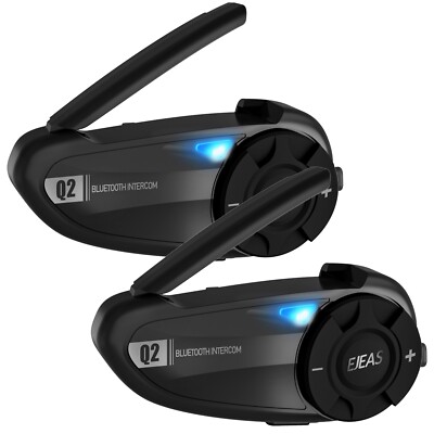 EJEAS Q2 Motorcycle Helmet Bluetooth Intercom for 2 Motorcycle Riders (2-Packs)
