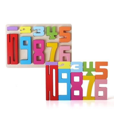 Wooden Digital Building Stacked Toy 3D Digital Computing Early Enlightenment Toy