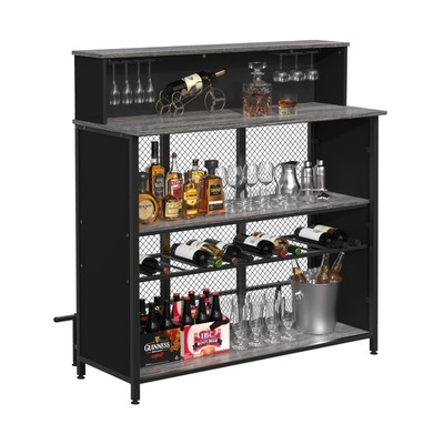 GDLF Home Bar Unit Mini Bar Liquor Bar Table with Storage and Footrest for Ho...