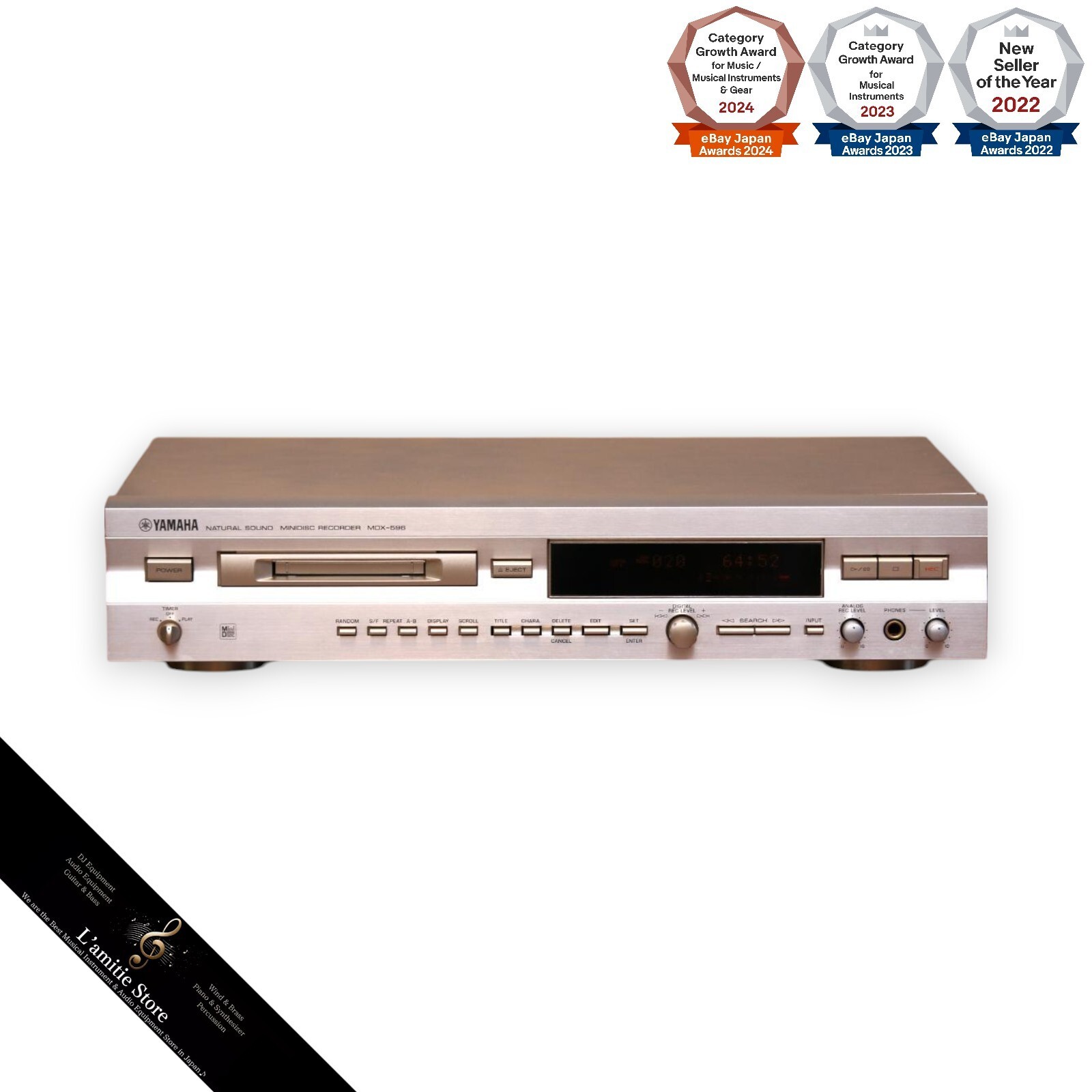 Yamaha MDX-596 MD Recorder Mini Disc Deck Player Gold Japan Yamaha MDX-596 MD Recorder Mini Disc Deck Player Gold Japan