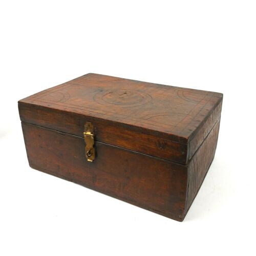 Antique Hand Carved Middle Eastern India Dowry Chest Wooden Wood Box Asian