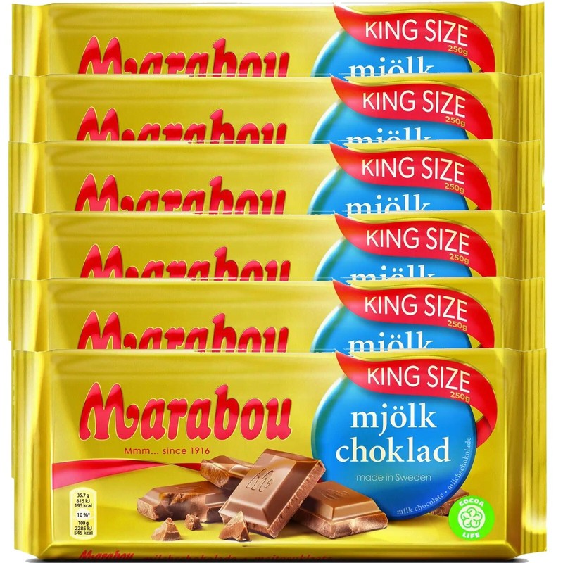 Marabou MjöLk Choklad Vollmilchschokolade King Size 6 X  220g