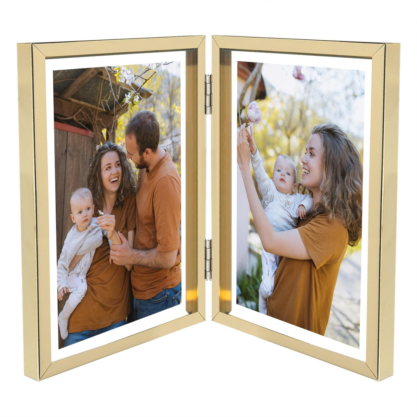 5x7 Light Gold Metal Photo Picture Frame Fits 4x6 Real Glass Wall Gallery Art