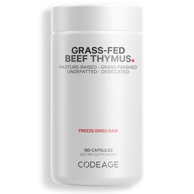 Codeage Grass Fed Beef Thymus Supplement - Freeze Dried, Non-Defatted Desiccated