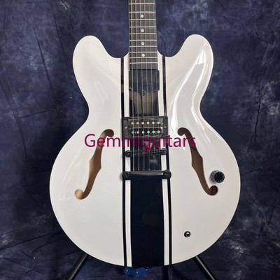 Alpine White ES-335 Electric Guitar Tom Delonge Middle Black Semi-Hollow F-Hole