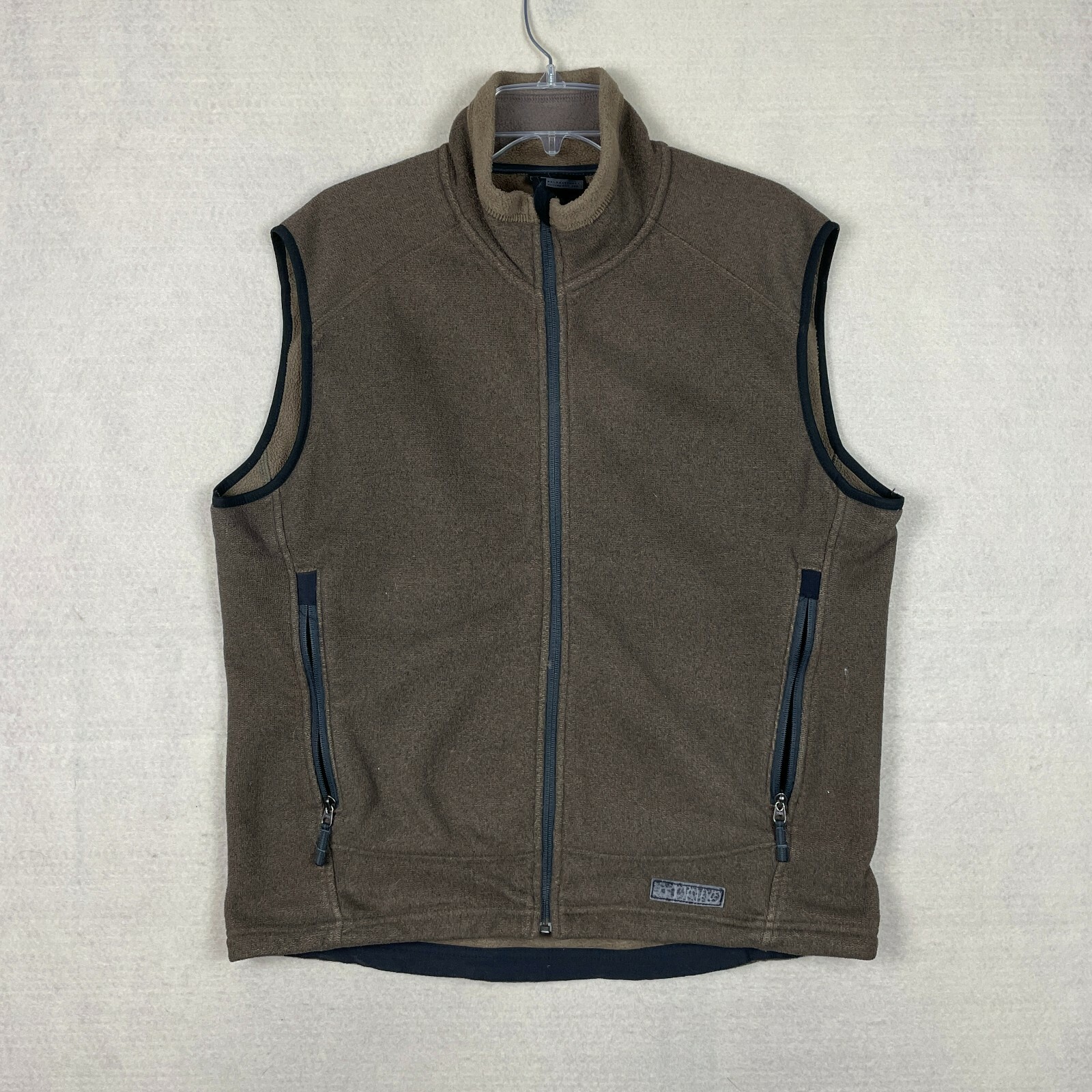 REI Mens Vest Large Full Zip Outdoor Soft Fleece Insulated Brown