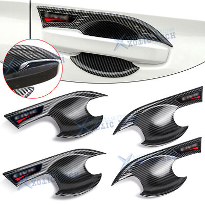 4x Carbon Fiber Texture Side Door Handle Bowl Strip Trim For Civic Accord 2023+
