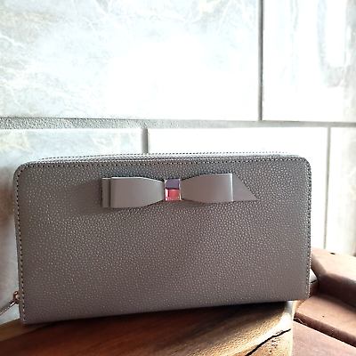 Ted Baker AINE Bow Leather Zip Around Matinee Wallet Grey