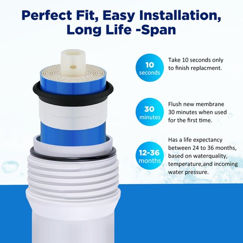 50 Pack 150 GPD RO Membrane Under Sink Drink Reverse Osmosis System Water Filter