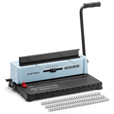OFFNOVA Wire Binding Machine, Punch 12 Sheets, 34 - Square Punch Holes, Bind ...