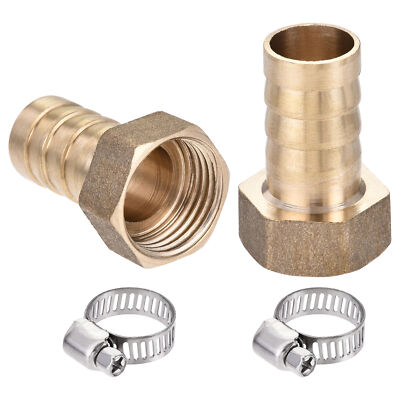 2 Set Brass Barb Hose Fitting Connector Adapter 16mm Barbed x G1/2 Female Pipe