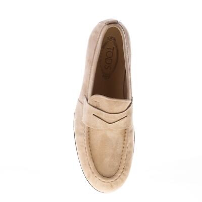 Pre-owned Tod's Men Shoes Brown Kaki Suede Penny Loafer Rubber Sole Xxm02e0ec60oa6s401