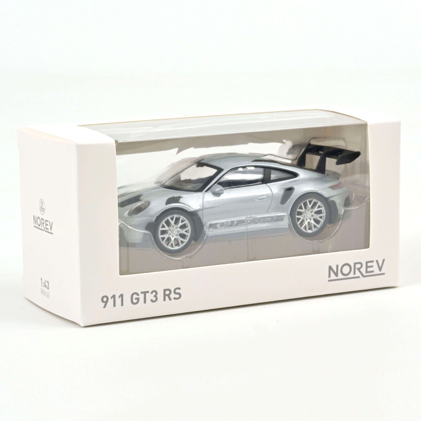 1/43 Porsche 911 992 GT3 RS 2022 Silver Black Diecast Model