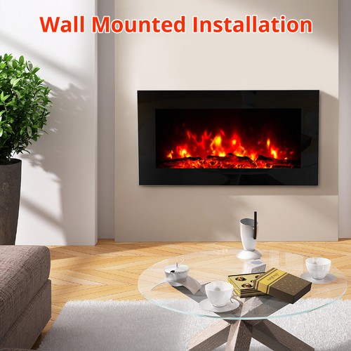 Recesse Wall Mount Insert Heater Remote 7 Color Led Flame