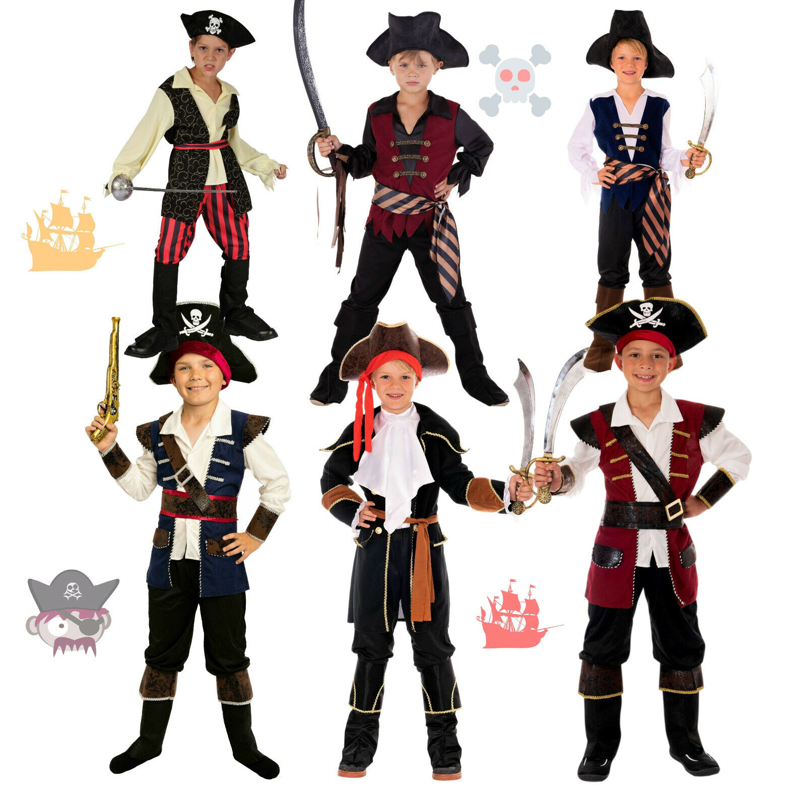WOW Fasching Kinder Piratenkostüm Faschingskostüm Jungen Pirat Piraten Kostüm