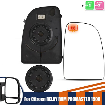 Right Side Mirror Glass Upper Heated Convex For 2013-22 RAM PROMASTER 1500 2500.