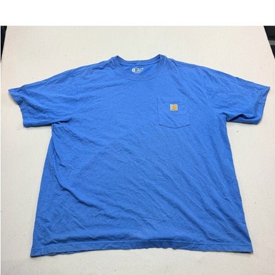 Carhartt T-Shirt Mens Double Extra Large Blue Excellent Loose Fit Pocket K87 Tee