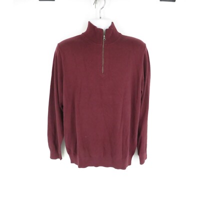 Amazon Essentials Men's Burgundy Quarter-Zip Sweater Large NWT