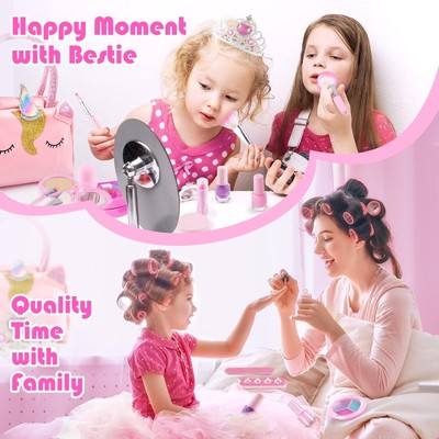 Kids Makeup Kit For Girls Washable 27 Pcs Little Girls Cosmetic Set Real Make U