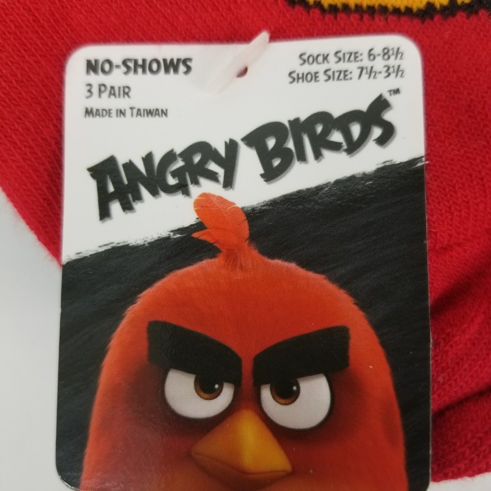 Angry Birds Kids No Show Socks Size 6-8.5 Red Blue Green Shoe Size 7.5-3.5 Bird