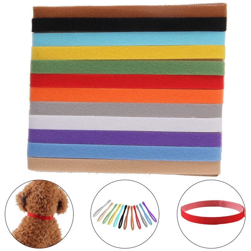 12 X Newborn Adjustable Puppy ID Collar Velcro Pet Reusable Band