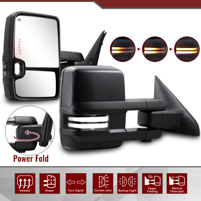 Power Fold Tow Mirrors fit 2009-2018 Dodge Ram Smoked LED Switchbacks Heated