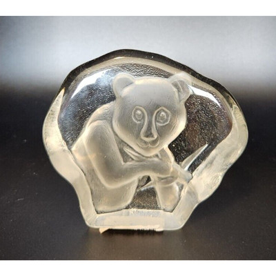 18 Daniel Brand Panda Bear Etched Crystal Paperweight 3 3/8'' tall x 4'' wide