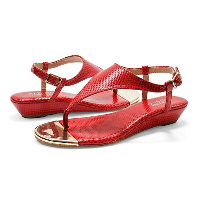 Women Alfani Tinley Red Snake Patent Slingback Platform Sandals Size 7 NEW