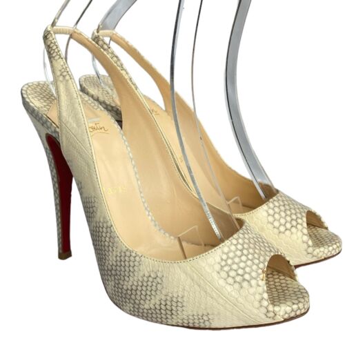 CHRISTIAN LOUBOUTIN Private Number Beige Python Embossed CHRISTIAN LOUBOUTIN Private Number Beige Python Embossed