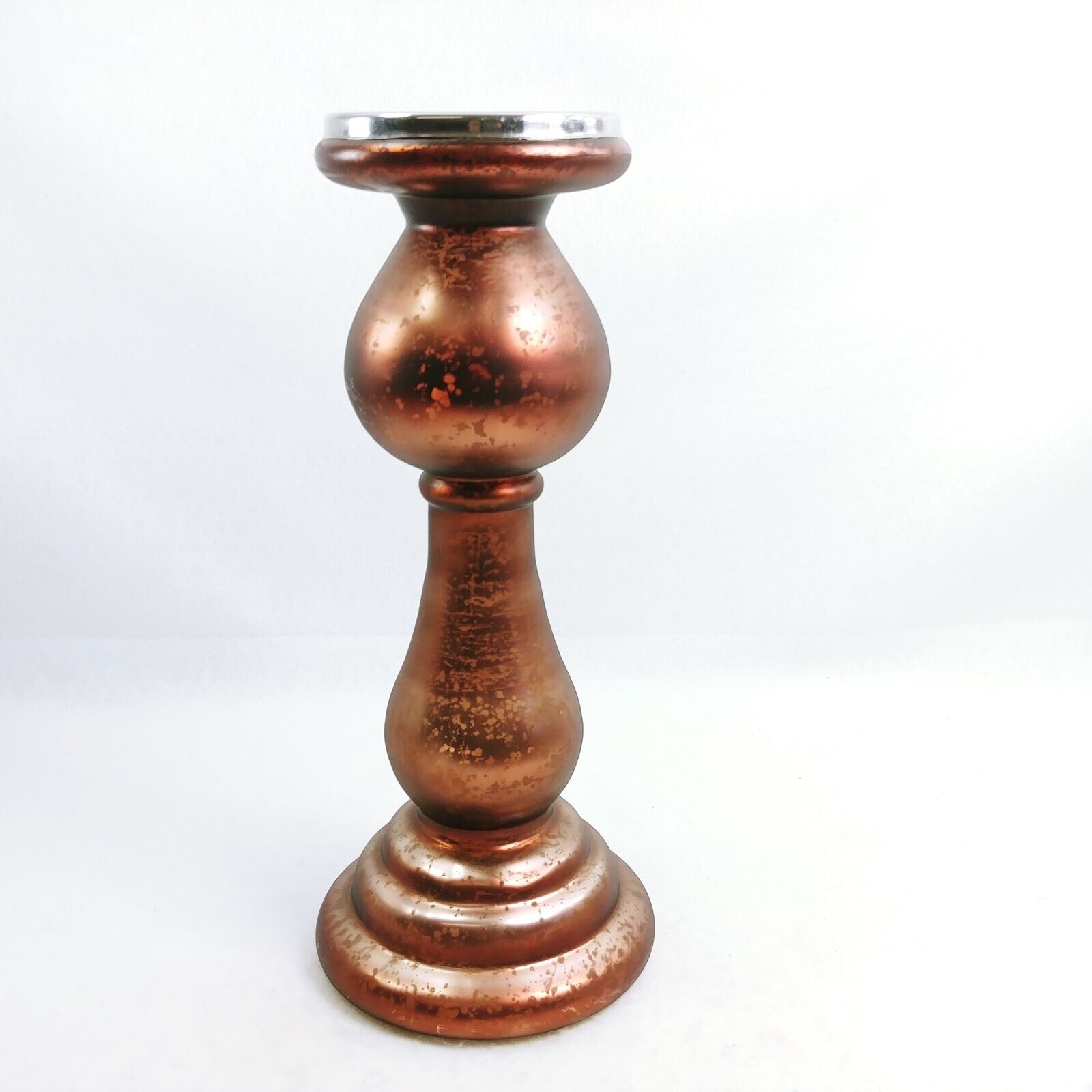 Pillar Candle Holder Mercury Glass Distressed Antique Finish
