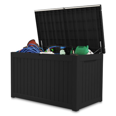 230 Gallon Deck Box Storage Outdoor Garden Patio Chest Organizer Furniture Black