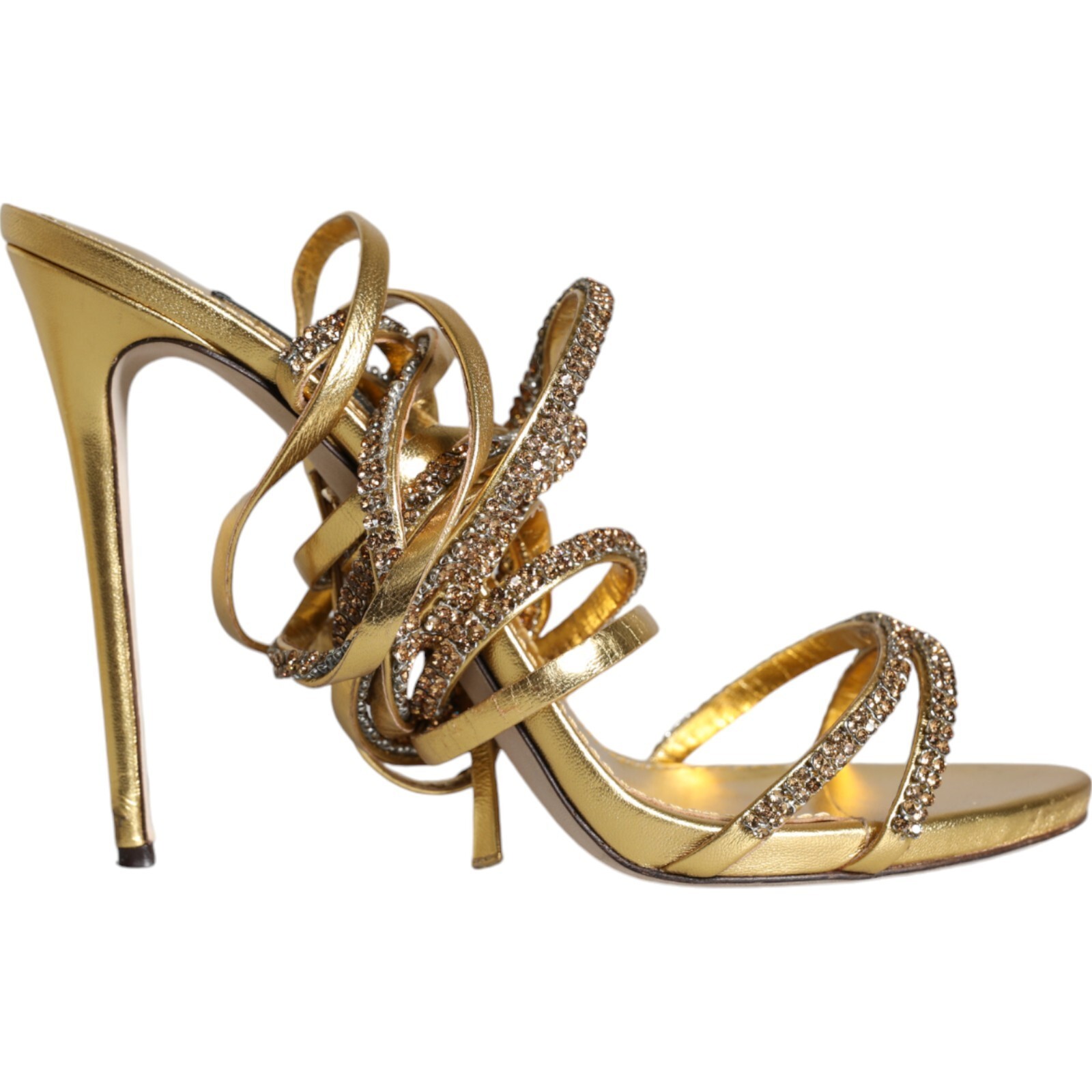 DOLCE & GABBANA Shoes Gold Crystals Keira Heels Sandals EU39