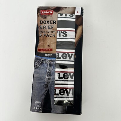 Levi's Men's Size L Boxer Brief Premium Soft Cotton 5 Pack Classic 5MU132LW NIB