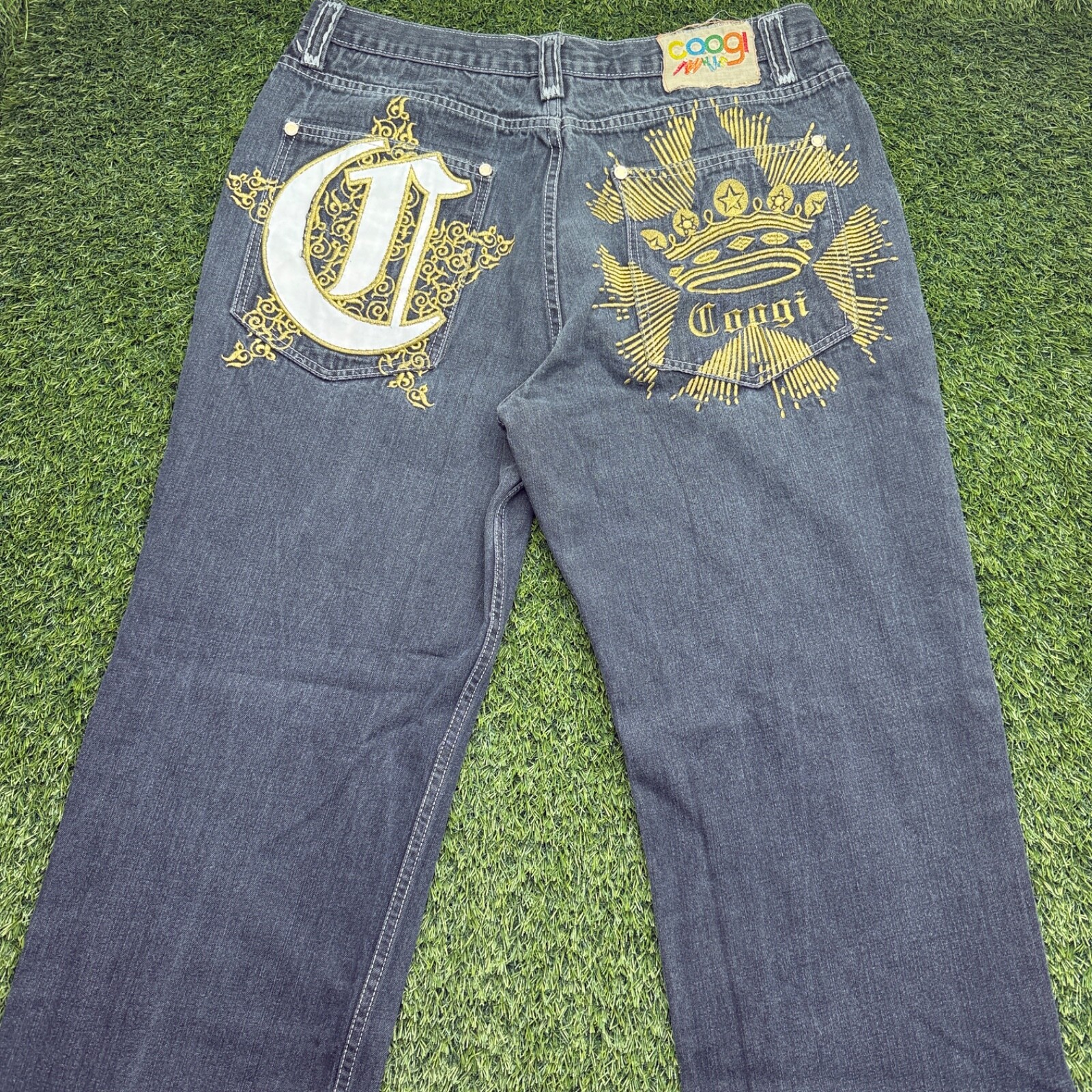 Coogi Baggy Jeans Mens 38 (34x30) Dark Wash Blue Denim