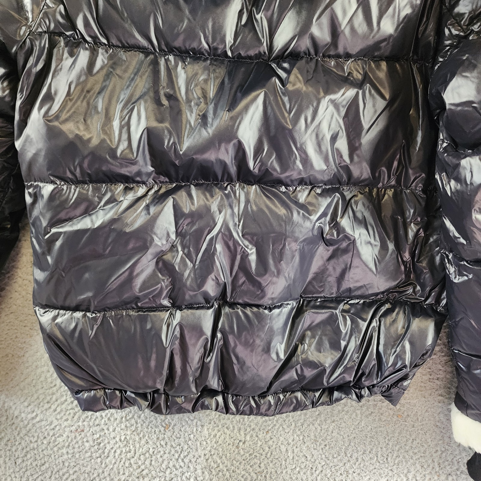 AQUA Jane Down Fur Trim Puffer Jacket Women's S Jet/White Snap/Zip Closure L/S - Picture 13 of 14