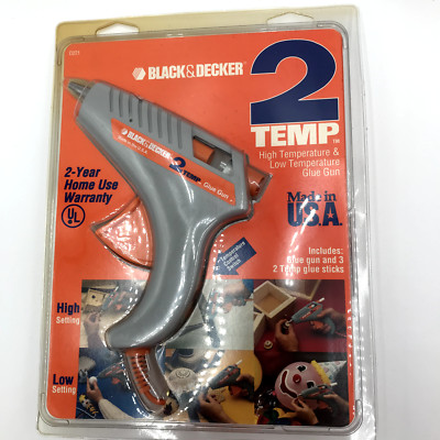 HOT MELT GLUE GUN/BLACK & DECKER 2 Temp glue sticks Made in USA