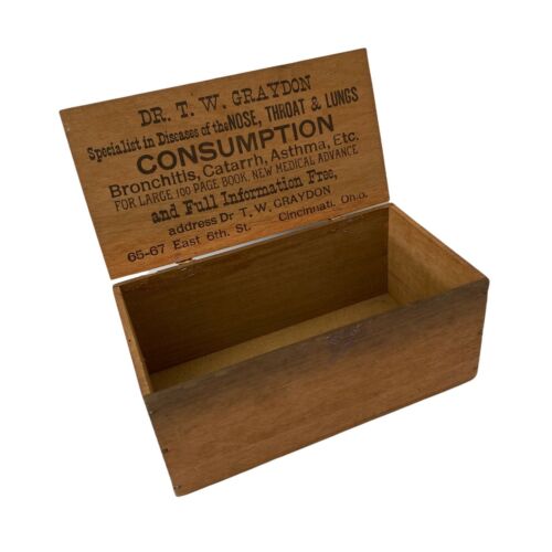 Medicine Box Antique Dr T W GRaydon Consumption Asthma Cincinnati OH As Is