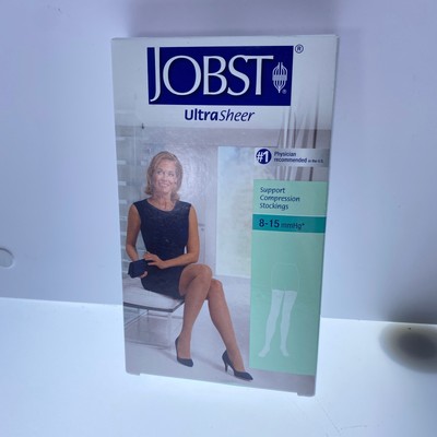 Jobst UltraSheer 8-15mmHg Support Compression Stockings Medium Black Thigh CT