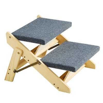 VEVOR  Wooden Pet Stairs/Pet Step with 2 Steps 2-in-1 Foldable Dog Stair 110 lbs