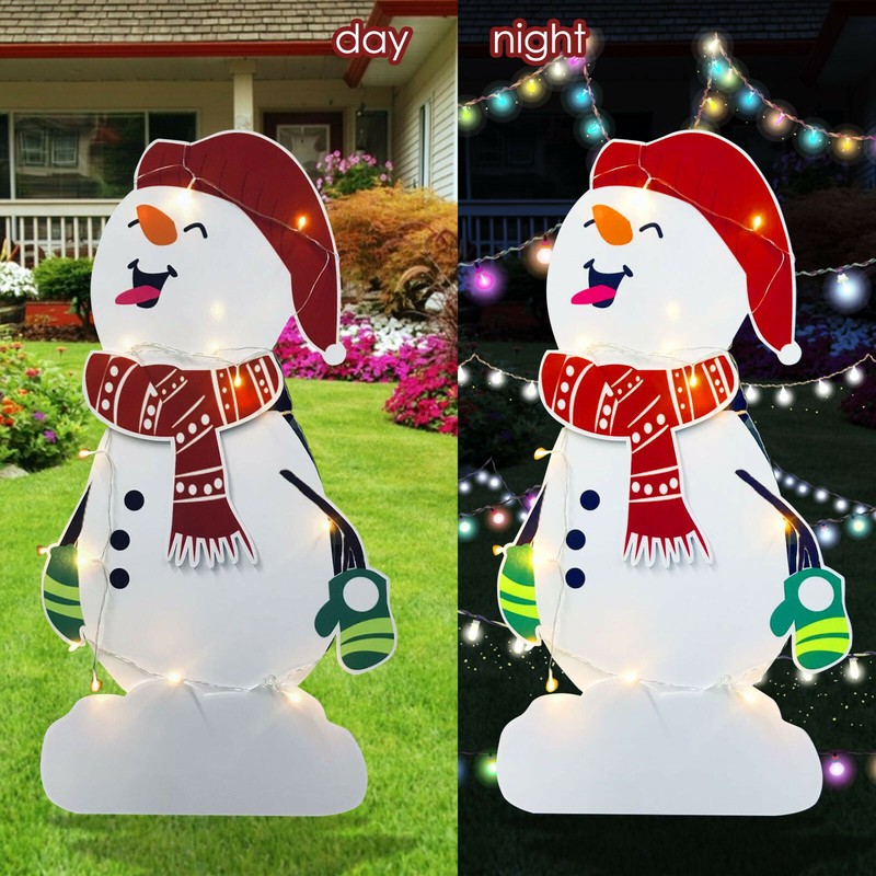 Christmas Decor Yard Lawn Garden Signs &amp; String Lights Xmas Outdoor