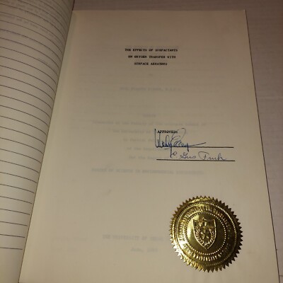 1968 UT TEXAS AUSTIN Thesis Environmental Engineering Surface Aerators Oxygen 