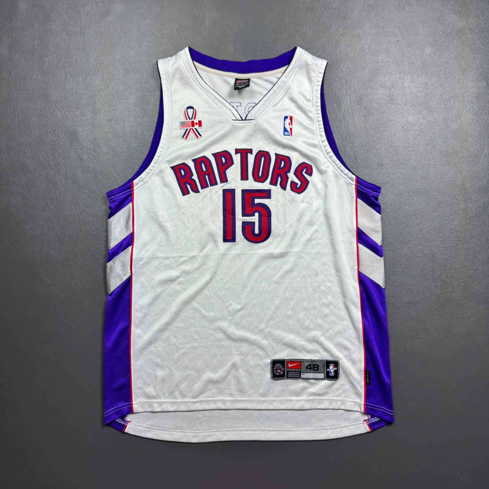 NIKE RAPTORS Vince Carter 15 2XL ゲームシャツ Vintage Nike Team Toronto Raptors Vince Carter #15 White
