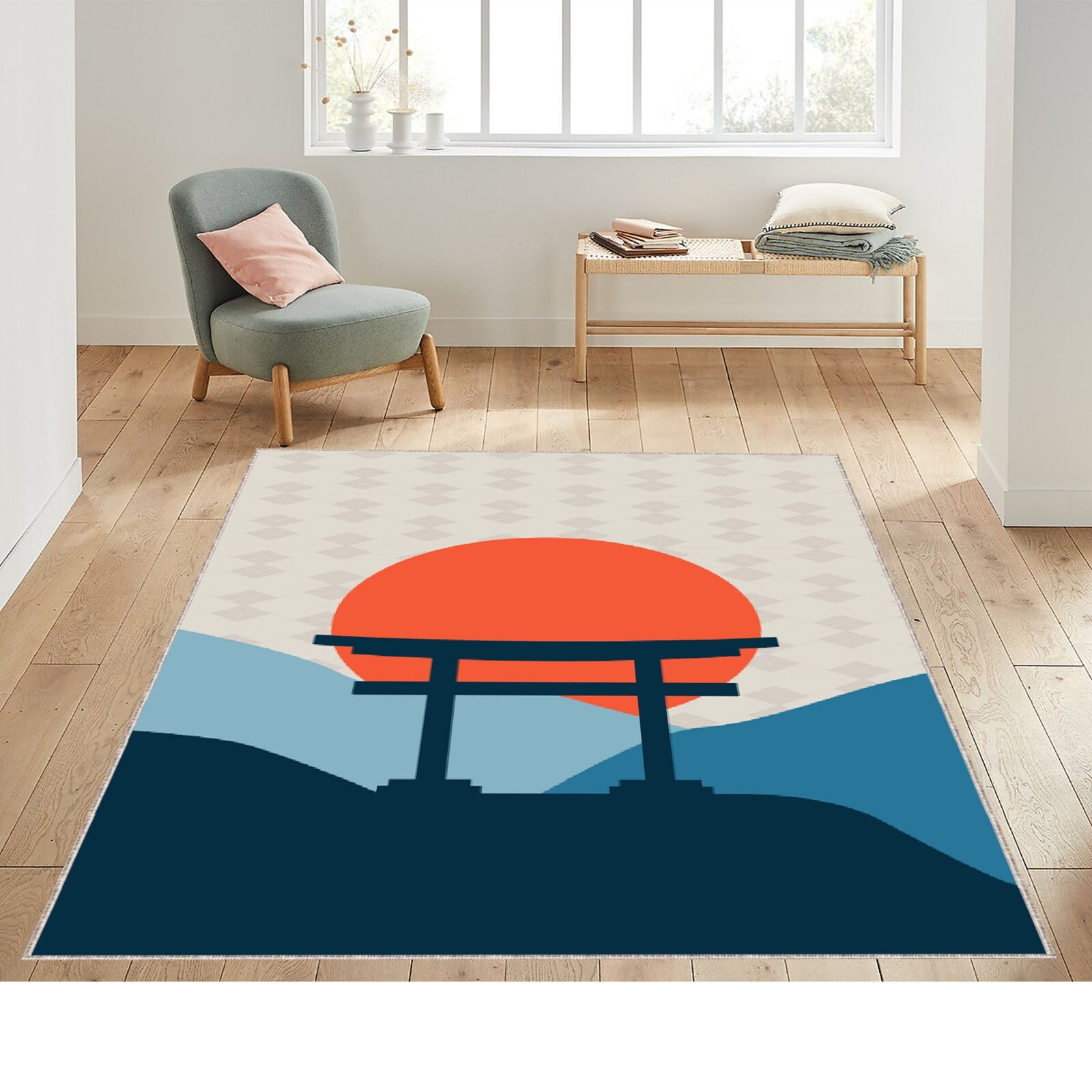 【Kyne】新品未使用 Rug by Miyoshi Rug ON AIR Minimalist Japanese Rug, Japanese Art Patterned Rug