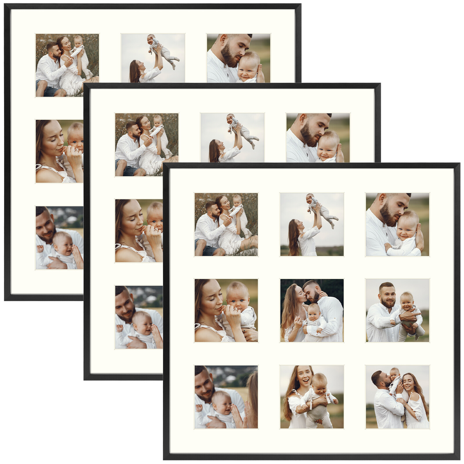 4x4 4x4x9 16x16 Aluminum Metal Collage Picture Frame Tempered Glass Multi Photo