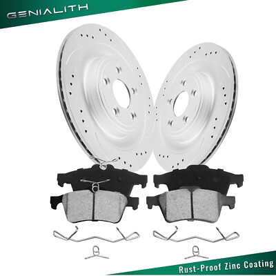Rear Drilled Rotors + Ceramic Brake Pads for Jaguar S-Type XF XJ XJ8 XK XKR