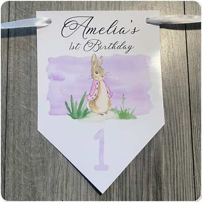 Personalised Peter Rabbit Birthday Bunting Banner 1st 2nd  Kids Child