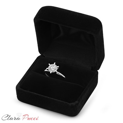 Pre-owned Pucci 3ct Round Synthetic Moissanite Engagement Wedding Promise Ring 14k White Gold In White/colorless