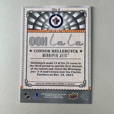 2024 Upper Deck Series 2 #OLL-5 Connor Hellebuyck Ooh La La