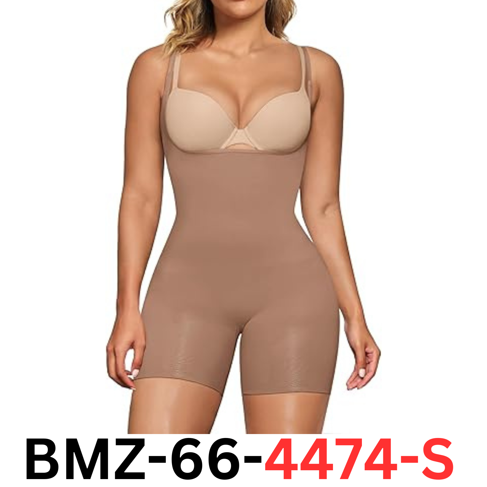 SHAPERX Women Open Bust Tummy Control Shapewear Mid-Thigh Bodysuit, Sienna, L/XL